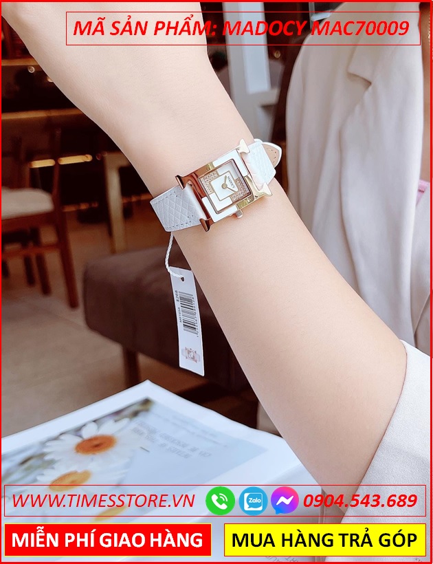 dong-ho-nu-madocy-mat-vuong-chia-4-goc-tua-hermes-dinh-da-rose-gold-day-da-trang-thoi-trang-dep-timesstore-vn