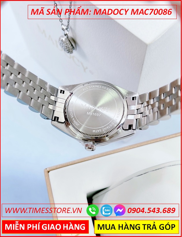 dong-ho-nu-madocy-tua-rolex-mat-trang-day-kim-loai-timesstore-vn