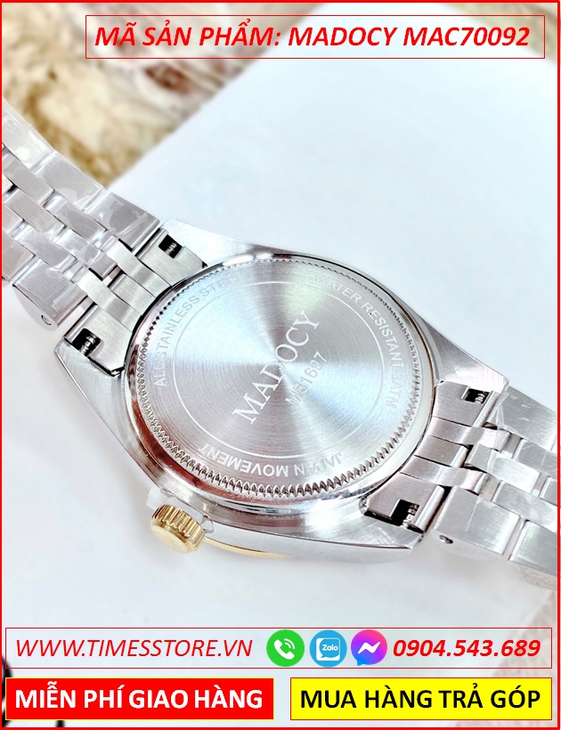 dong-ho-nu-madocy-tua-rolex-mat-xanh-la-day-demi-timesstore-vn