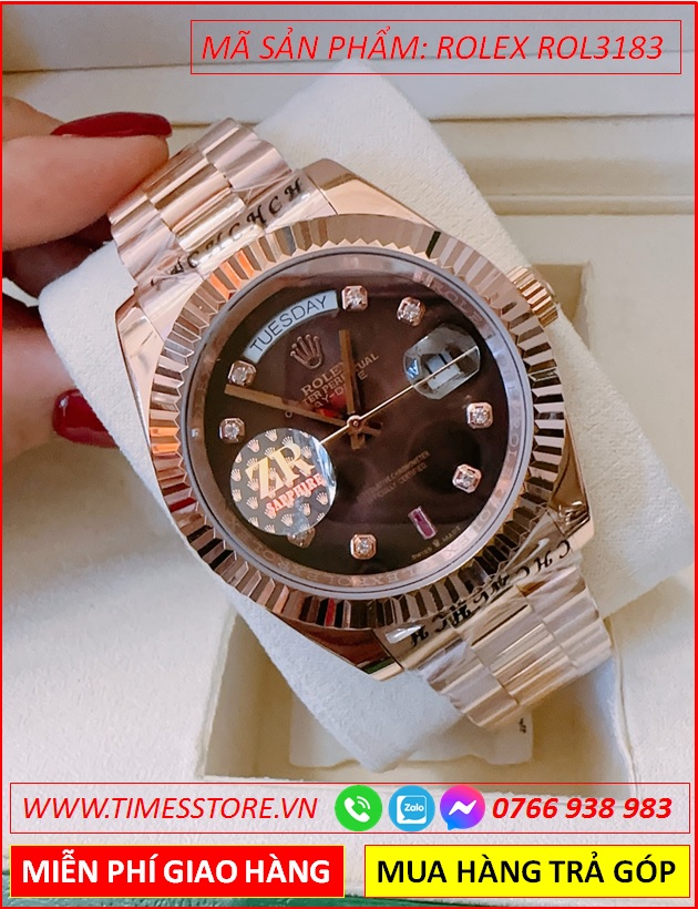 dong-ho-nu-rolex-f1-automatic-2-lich-mat-nau-khia-rose-gold-timesstore-vn