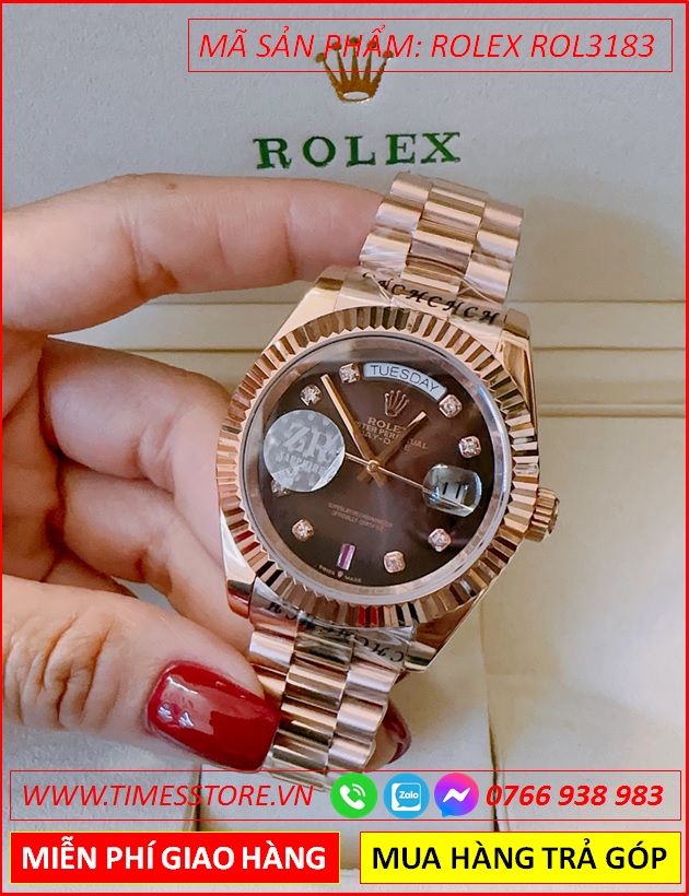 dong-ho-nu-rolex-f1-automatic-2-lich-mat-nau-khia-rose-gold-timesstore-vn