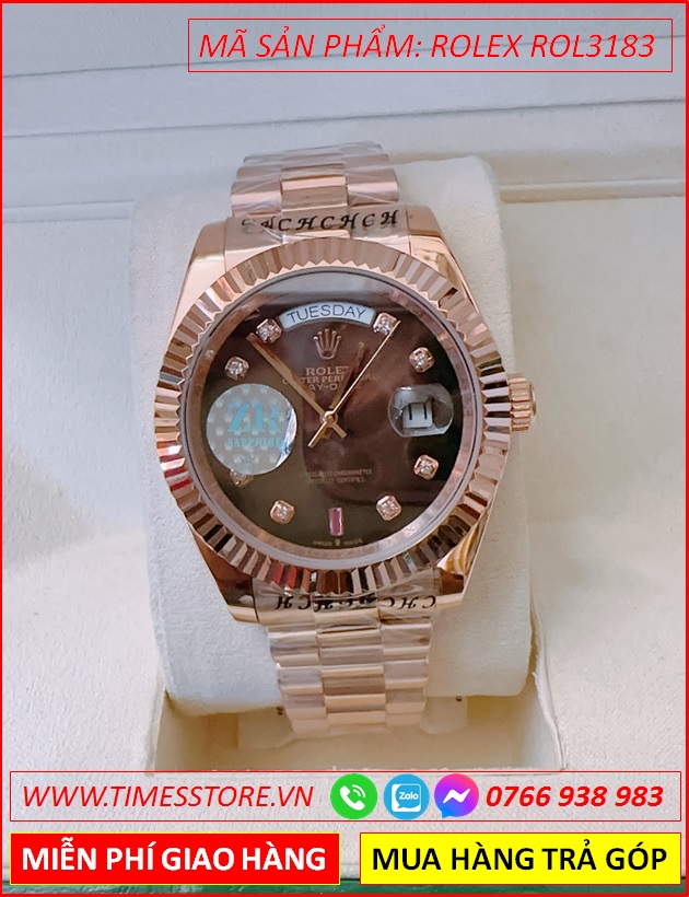 dong-ho-nu-rolex-f1-automatic-2-lich-mat-nau-khia-rose-gold-timesstore-vn