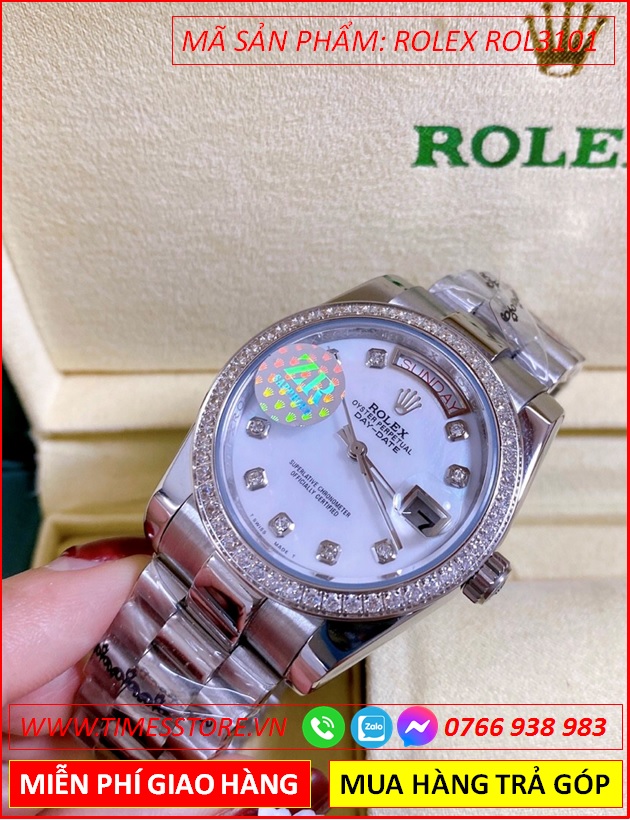 dong-ho-nu-rolex-f1-automatic-2-lich-mat-trang-day-kim-loai-timesstore-vn