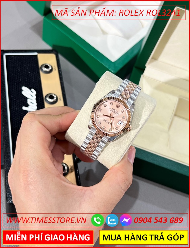 dong-ho-nu-rolex-f1-automatic-mat-hong-nieng-khia-day-demi-rose-gold-timesstore-vn