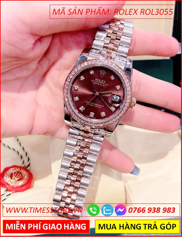 dong-ho-nu-rolex-f1-automatic-mat-nau-day-demi-timesstore-vn