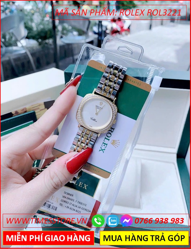 dong-ho-nu-rolex-f1-cellini-mat-vuong-trang-day-demi-timesstore-vn