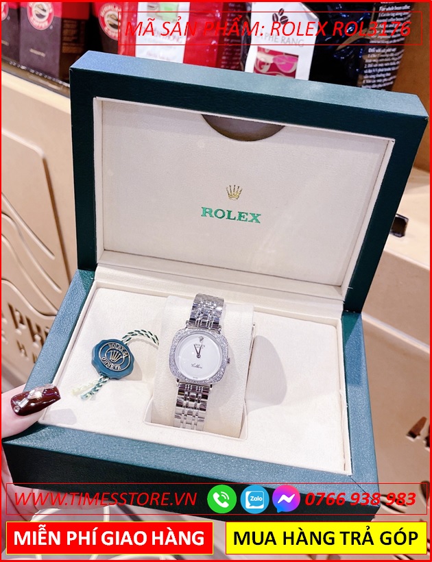 dong-ho-nu-rolex-f1-cellini-mat-vuong-trang-day-kim-loai-timesstore-vn