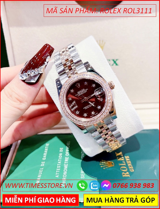 dong-ho-nu-rolex-f1-mat-nau-tay-dinh-da-day-demi-timesstore-vn