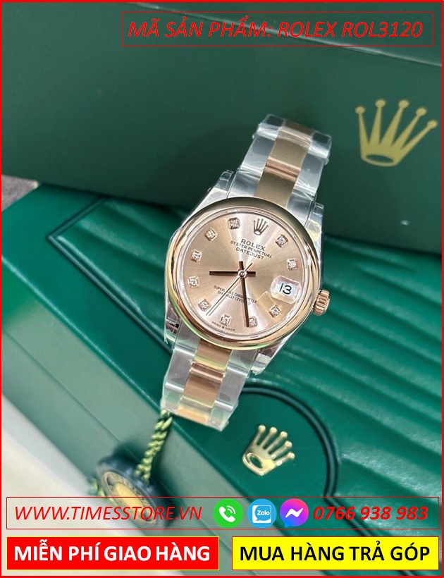 dong-ho-nu-rolex-f1-mat-tron-hong-day-kim-loai-demi-timesstore-vn