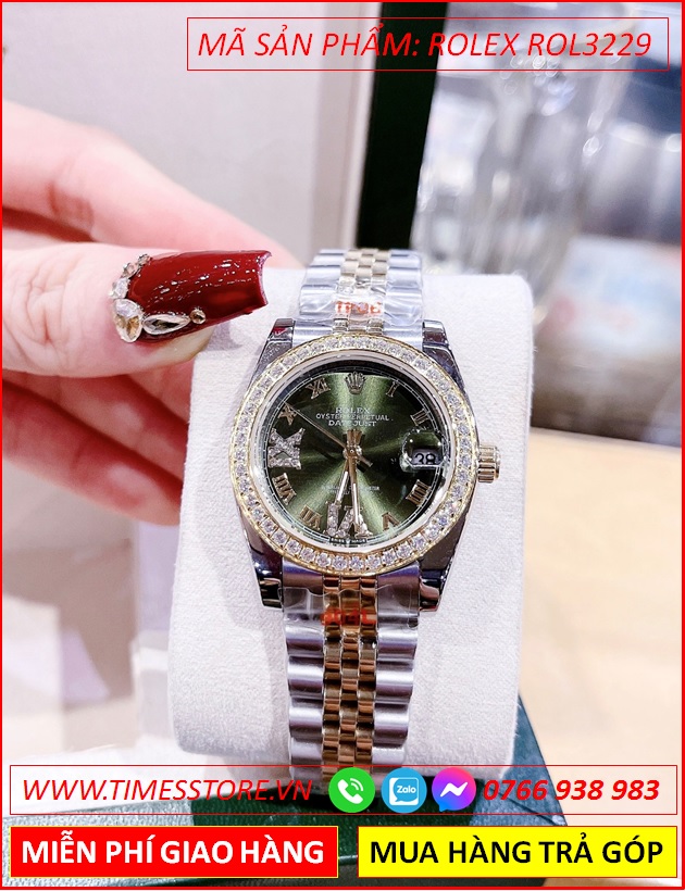 dong-ho-nu-rolex-f1-mat-xanh-la-dinh-da-day-demi-vang-timesstore-vn