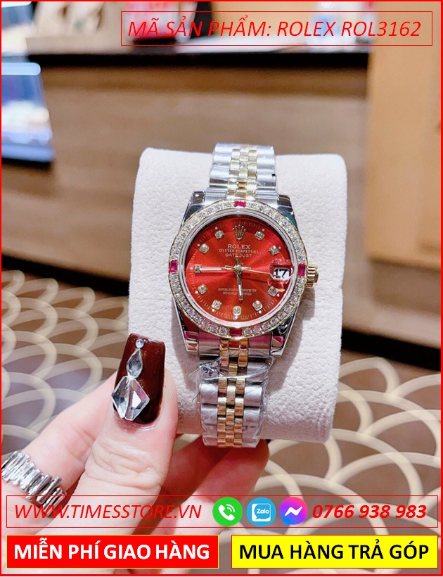 dong-ho-nu-rolex-f1-oyster-datejust-mat-do-day-demi-timesstore-vn