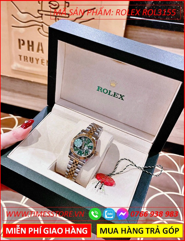 dong-ho-nu-rolex-f1-season-mat-khia-bong-hoa-xanh-la-day-demi-gold-timesstore-vn