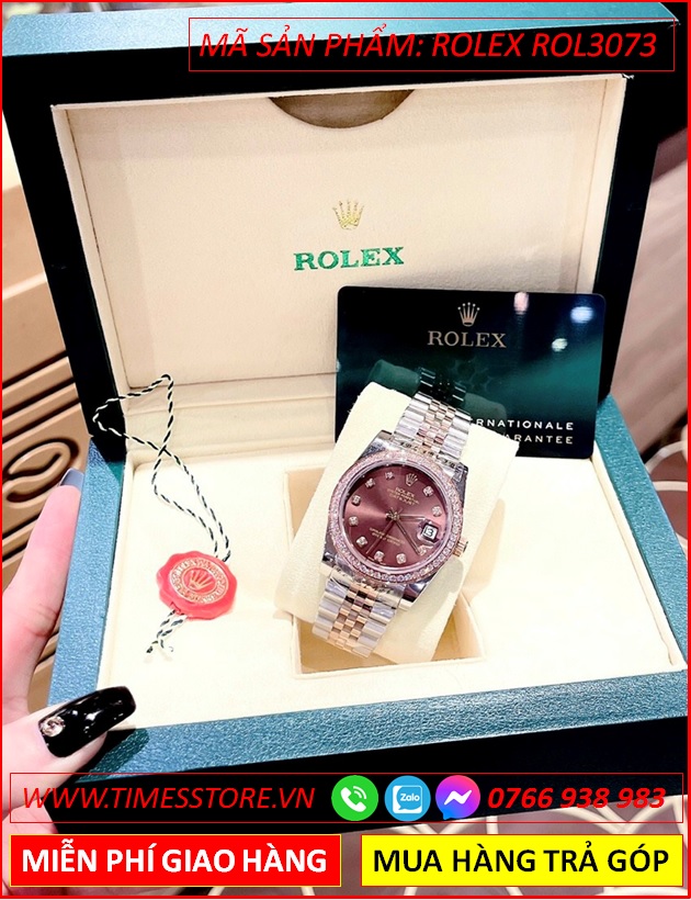 dong-ho-nu-rolex-lady-date-just-f1-automatic-mat-nau-day-demi-timesstore-vn