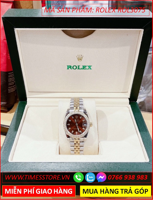 dong-ho-nu-rolex-lady-date-just-f1-mat-nau-day-demi-timesstore-vn