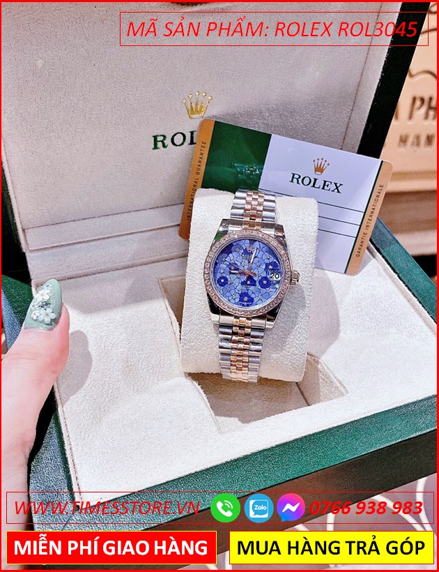 dong-ho-nu-rolex-season-sieu-cap-replica-1-1-mat-bong-hoa-xanh-duong-day-demi-rose-gold-timesstore-vn