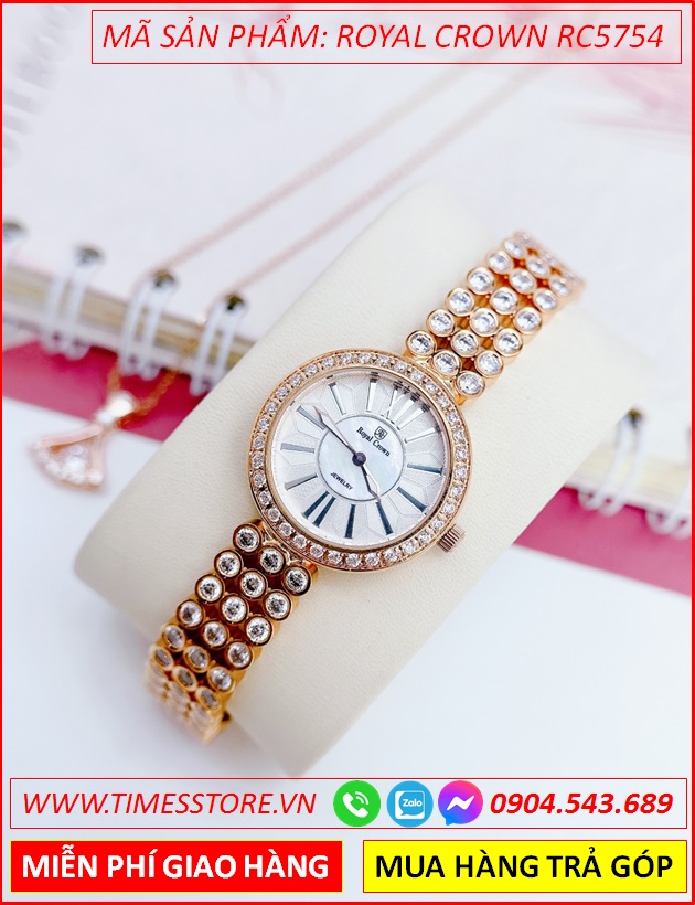 dong-ho-nu-royal-crown-mat-tron-day-thep-full-da-rose-gold-timesstore-vn