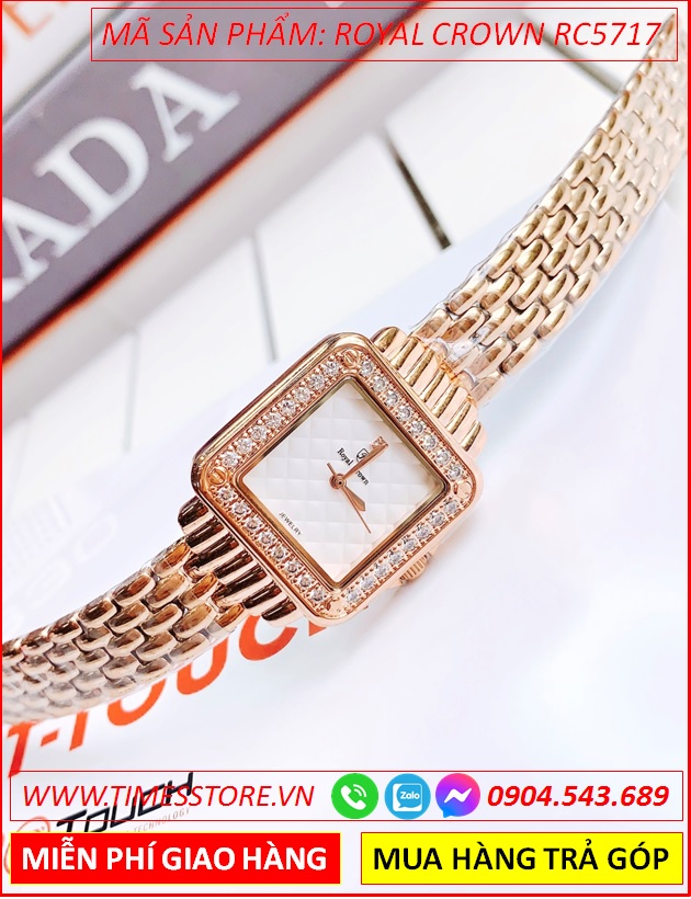 dong-ho-nu-royal-crown-mat-vuong-day-kim-loai-rose-gold-timesstore-vn