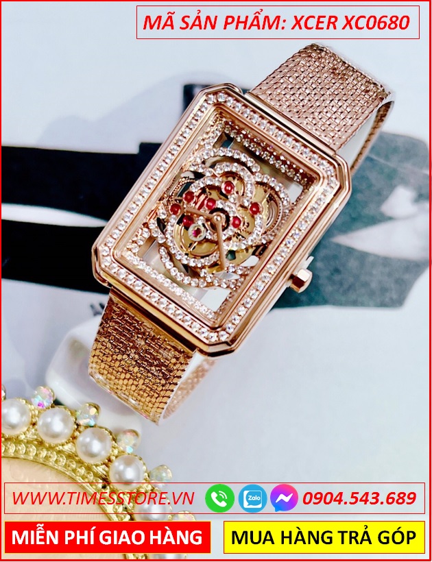 dong-ho-nu-xcer-mat-chu-nhat-lo-may-day-mesh-rose-gold-timesstore-vn