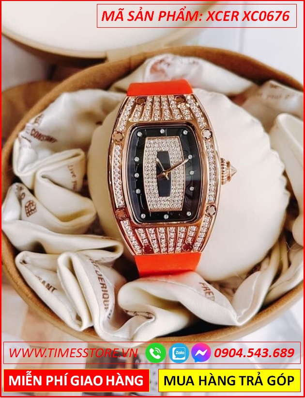 dong-ho-nu-xcer-mat-oval-dinh-da-rose-gold-day-silicone-do-timesstore-vn