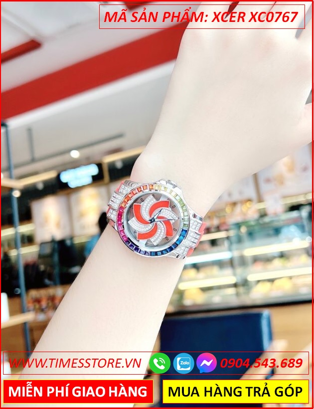 dong-ho-nu-xcer-mat-xoay-dinh-da-nhieu-mau-day-silicone-do-timesstore-vn