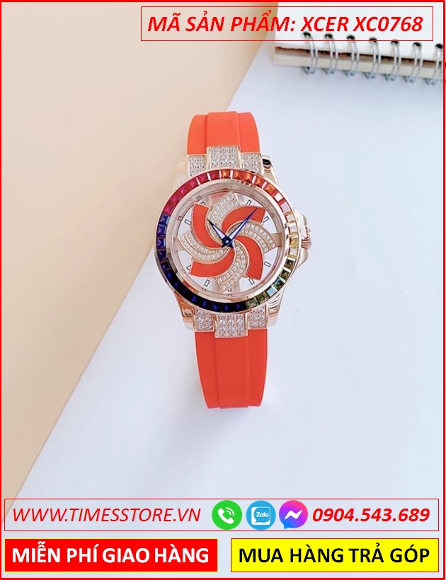 dong-ho-nu-xcer-mat-xoay-rose-gold-dinh-da-nhieu-mau-day-silicone-do-timesstore-vn