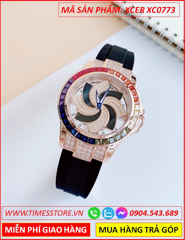 dong-ho-nu-xcer-mat-xoay-rose-gold-dinh-da-nhieu-mau-day-silicone-timesstore-vn