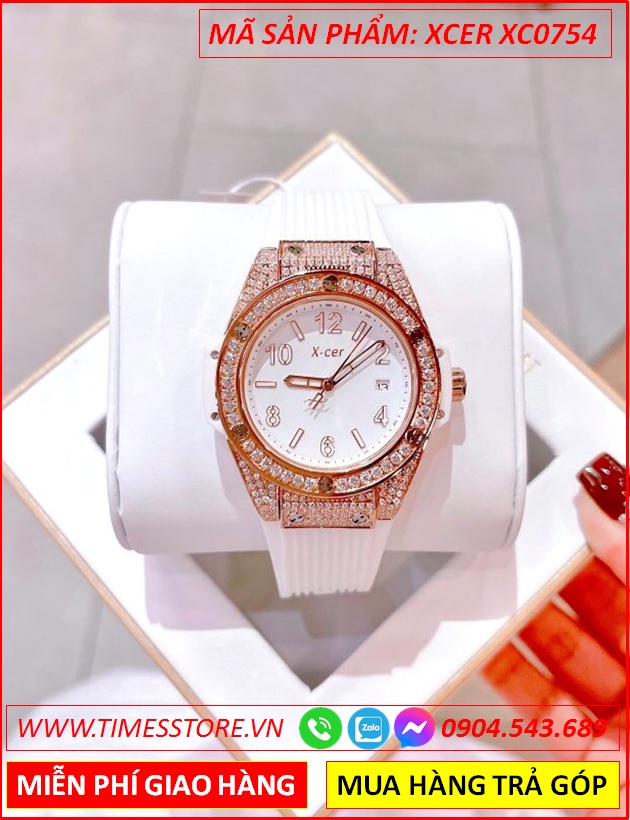 dong-ho-nu-xcer-tua-hublot-dinh-da-rose-gold-day-silicone-trang-timesstore-vn