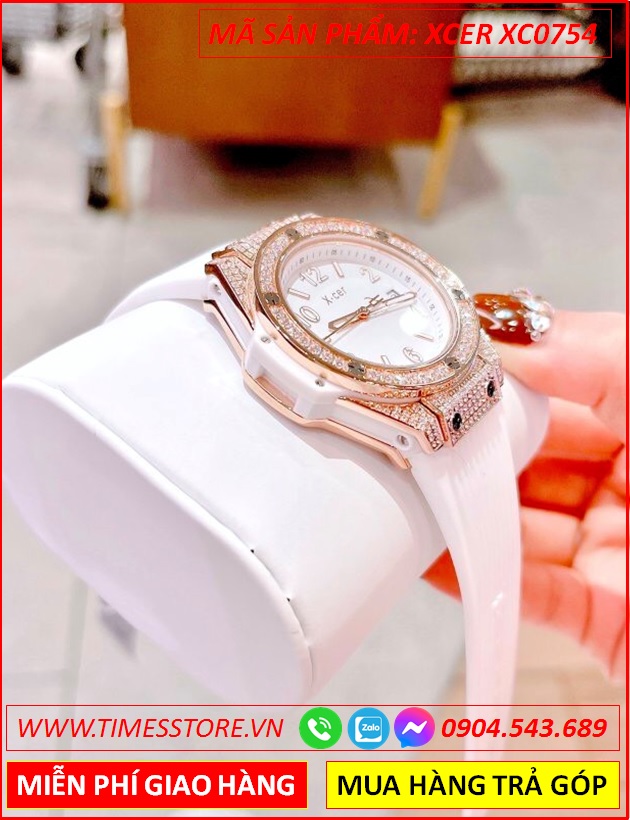 dong-ho-nu-xcer-tua-hublot-dinh-da-rose-gold-day-silicone-trang-timesstore-vn