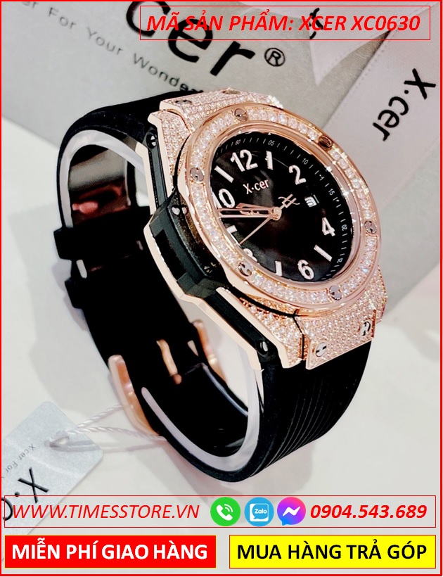 dong-ho-nu-xcer-tua-hublot-dinh-da-swarovski-rose-gold-day-silicone-timesstore-vn