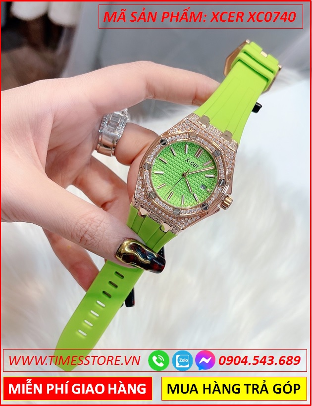 dong-ho-nu-xcer-tua-hublot-dnh-da-rose-gold-sillicone-xanh-la-timesstore-vn