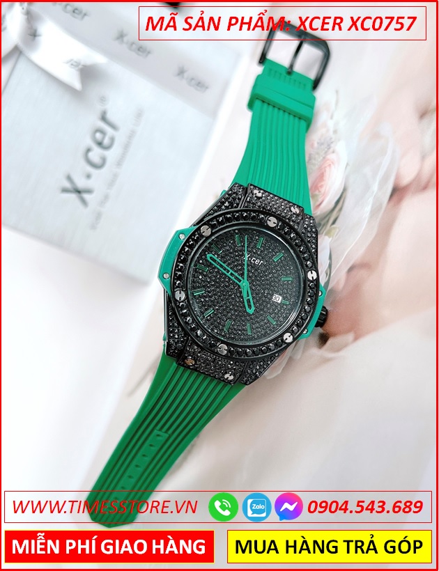 dong-ho-nu-xcer-tua-hublot-mat-full-da-den-sillicone-xanh-la-timesstore-vn