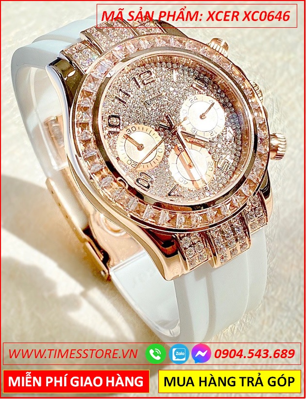 dong-ho-nu-xcer-tua-rolex-full-da-swarovski-rose-gold-day-cao-su-trang-timesstore-vn