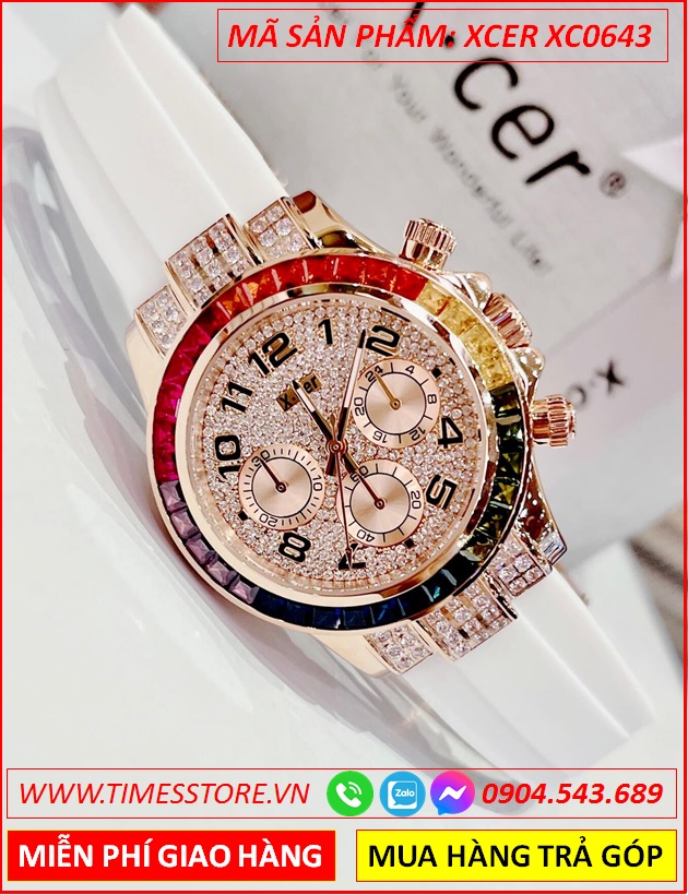 dong-ho-nu-xcer-tua-rolex-mat-dinh-da-nhieu-mau-day-cao-su-trang-timesstore