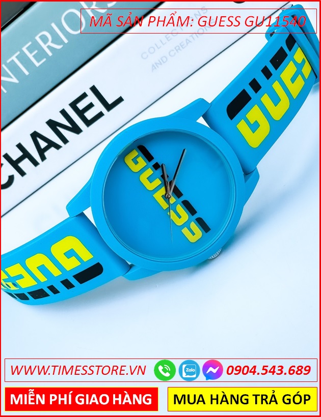 dong-ho-unisex-guess-logo-turquoise-day-sillicone-xanh-timesstore-vn