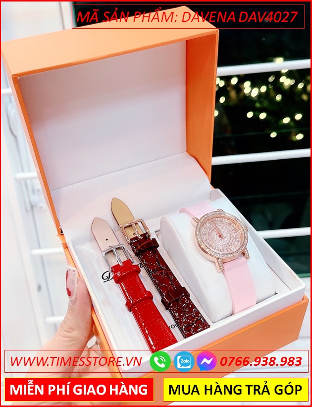 set-dong-ho-nu-davena-mat-tron-dinh-da-swarovski-rose-gold-day-silicone-hong-timesstore-vn