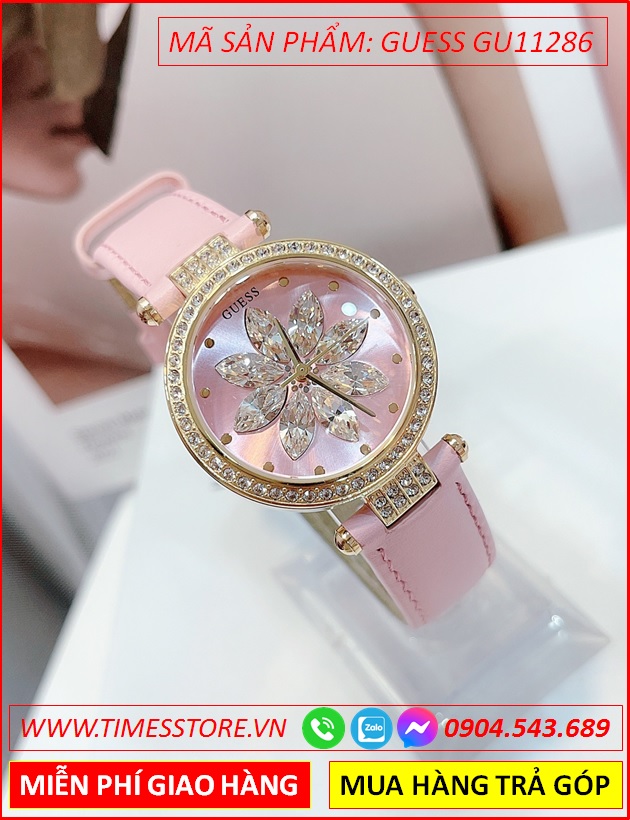 set-dong-ho-nu-guess-mat-tron-trang-dinh-hoa-pha-le-vien-da-swarovski-vang-gold-day-da-hong-dep-gia-re-timesstore-vn