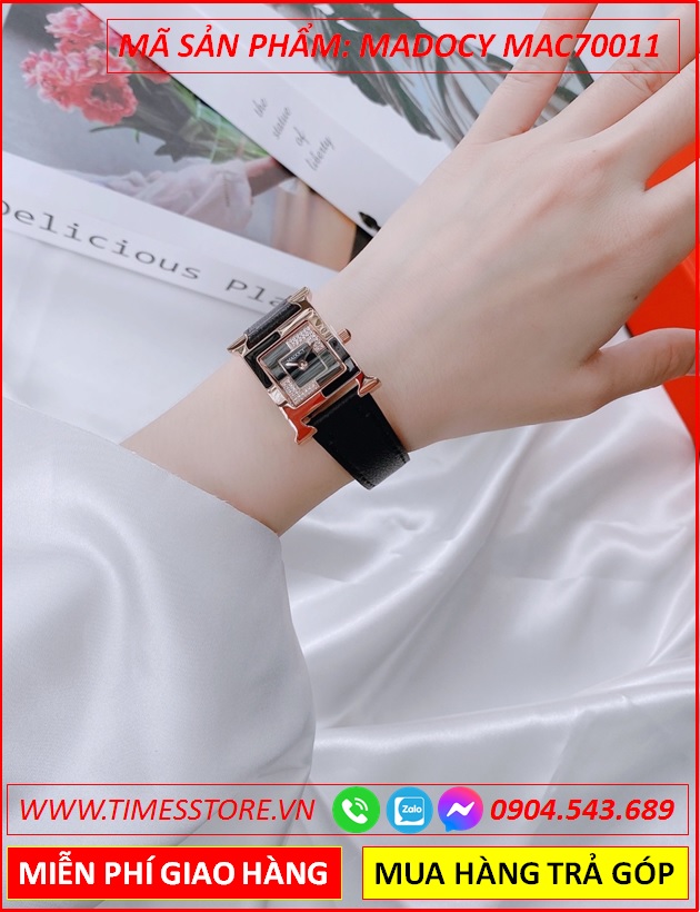 set-dong-ho-nu-madocy-mat-vuong-chia-4-goc-tua-hermes-dinh-da-rose-gold-day-da-den-thoi-trang-dep-timesstore-vn