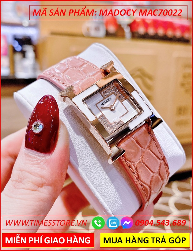 set-dong-ho-nu-madocy-mat-vuong-chia-4-goc-tua-hermes-dinh-da-rose-gold-day-da-hong-thoi-trang-dep-timesstore-vn