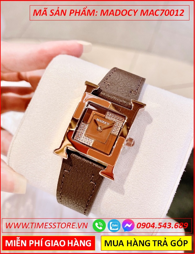 set-dong-ho-nu-madocy-mat-vuong-chia-4-goc-tua-hermes-dinh-da-rose-gold-day-da-nau-thoi-trang-dep-timesstore-vn