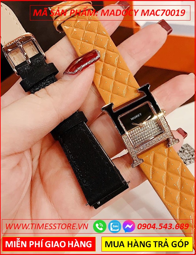 set-dong-ho-nu-madocy-mat-vuong-tua-hermes-dinh-da-rose-gold-day-da-cam-thoi-trang-dep-timesstore-vn