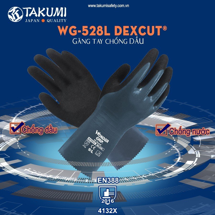 Găng Tay Chống Dầu Wonder Grip WG-528L Phủ Nitrile Kép: Chống Dầu, Chống Cắt A3, Bám Dính Tốt Găng Tay Chống Dầu Wonder Grip WG-528L Phủ Nitrile Kép: Chống Dầu, Chống Cắt A3, Bám Dính Tốt