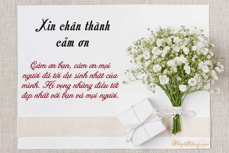 Lời cảm ơn khi bạn bè tới dự sinh nhật