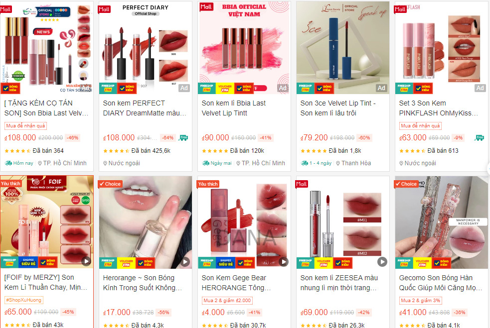 Son môi dưới 100k