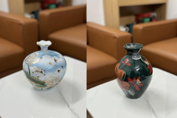 Lọ hoa vẽ tay - sứ bát tràng