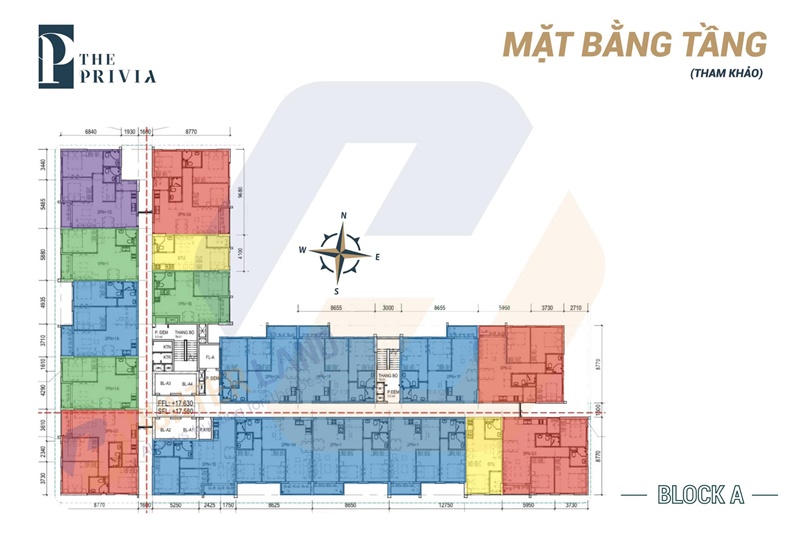 Mặt bằng tầng điển hình block A dự án The Privia Khang Điền Bình Tân