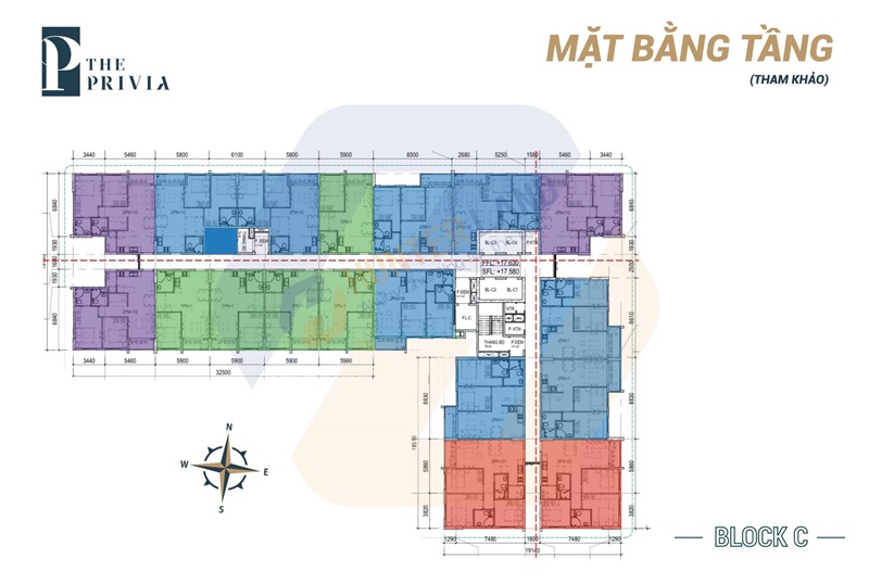 Mặt bằng tầng điển hình block C dự án The Privia Khang Điền Bình Tân