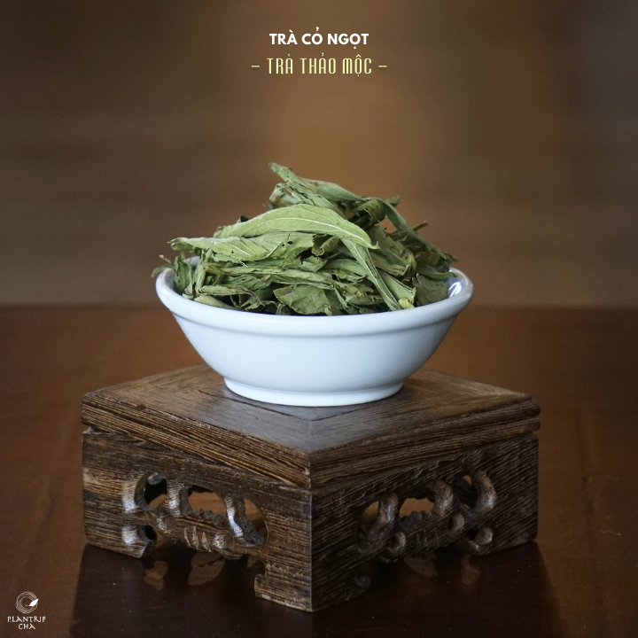 Hình dáng lá trà cỏ ngọt đã được sấy khô - Plantrip Cha.