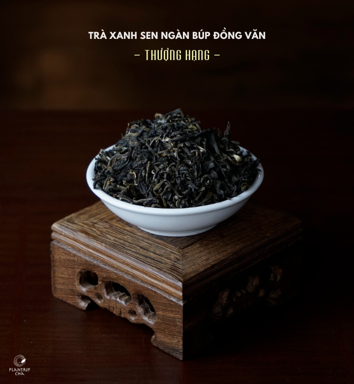 Hình dáng lá trà của Trà Xanh Sen Ngàn Búp Đồng Văn Thượng Hạng