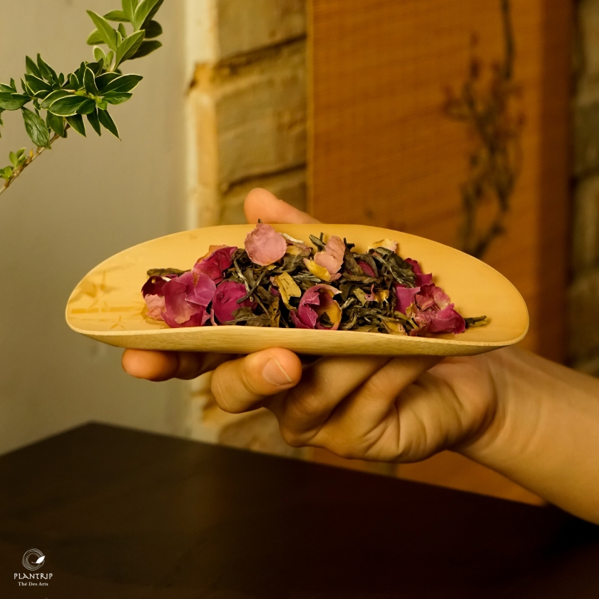 Những bông hoa mẫu đơn sẽ được tách nhụy thủ công trước khi kết hợp cùng bạch trà.