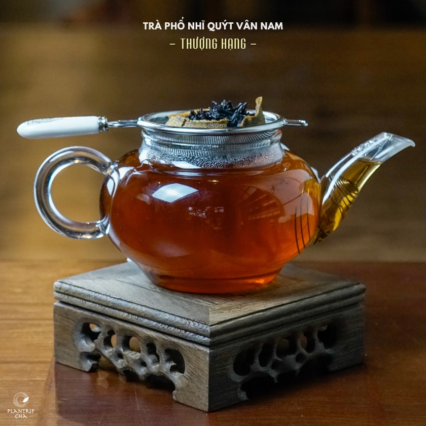 Trà Phổ Nhĩ Quýt Vân Nam (Tiểu Thanh Cam) có sắc nước đẹp.